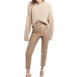 NWT MSRP $160 LBLC The Label Taupe Vegan Leather "Robin" Trousers Size Small